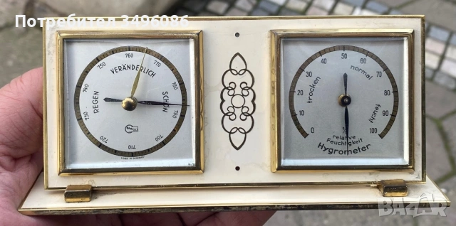 Стар  и много рядък немски барометър с хигрометър SIEMENS, снимка 16 - Антикварни и старинни предмети - 54063869