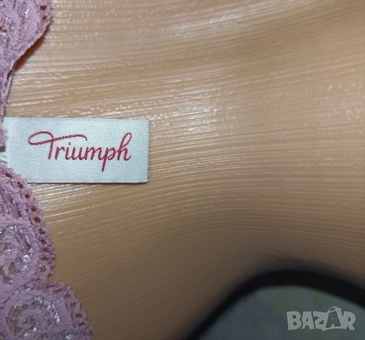 Triumph 85 D,L- Луксозен комплект сутиен с меки чашки с банел и бикини дантела и сатен в розово , снимка 12 - Бельо - 45332711