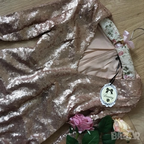 Разпродажба! Рокля с пайети пайетена рокля официална рокля дълъг ръкав черна сребърна златна Нова, снимка 7 - Рокли - 52881401