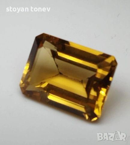 Рядък голям 15.39кт естествен жълт цитрин – VVS чистота, емералд кът, Африка! Нов!, снимка 8 - Други - 53562951