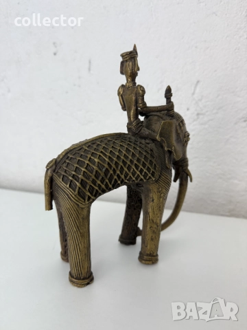 Стара индийска фигура на погонщик със слон. №7583, снимка 8 - Антикварни и старинни предмети - 52316658
