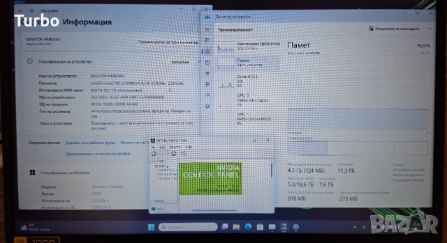 15.6' Acer Aspire Core i3-10110U/16GB/NVIDIA MX230 2GB/512GB SSD/Бат.5ч., снимка 6 - Лаптопи за работа - 54059724