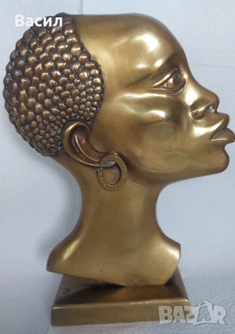 ВИНТИДЖ МЕСИНГ БРОНЗ АФРИКАНСКА ГЛАВА