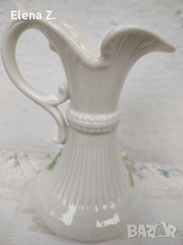 Belleek Ирландия рзакошна ръчно изработена ваза-кана, снимка 3 - Декорация за дома - 52505331