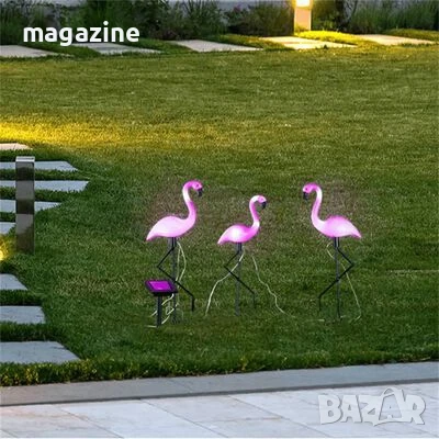 Соларни лед градински лампи Фламинго - 3бр., снимка 4 - Соларни лампи - 50726585