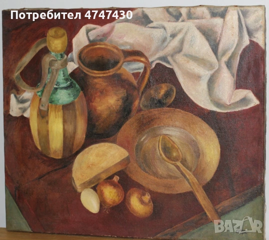 Стоян Домусчиев маслени бои картина натюрморт, снимка 4 - Картини - 53616412