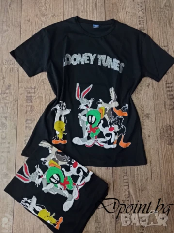 Тениска с принт на Looney Tunes в черен цвят Л размер, снимка 4 - Тениски - 50853913