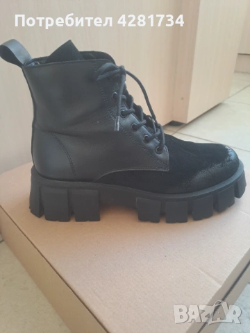 Дамски боти от естествена кожа и велур в черно  , снимка 9 - Дамски боти - 53191689