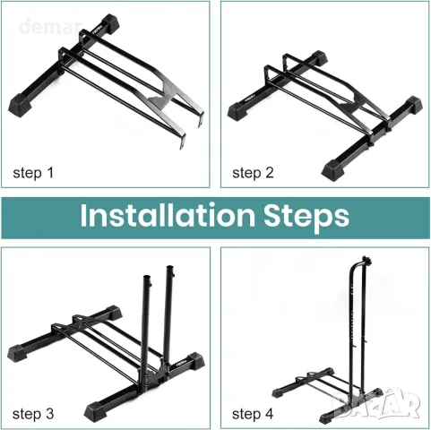 Favoto Bike Rack Stand Floor - Вертикална стойка за велосипеди, за велосипеди 20-29 инча, черна, снимка 5 - Аксесоари за велосипеди - 48489545