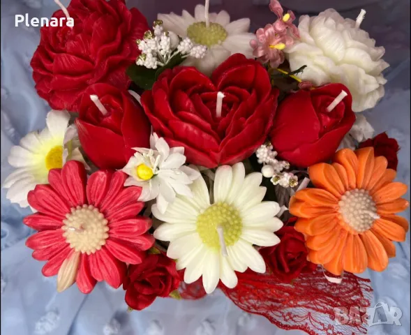 Ръчно изработени букети от соеви свещи, снимка 6 - Декорация - 50027159