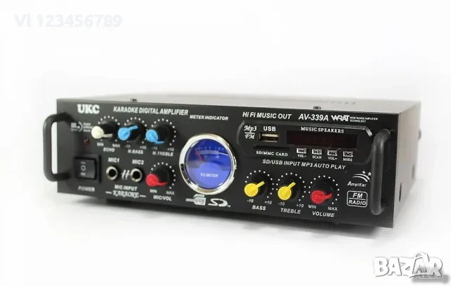 Караоке Аудио Домашен усилвател Модел: UKC AV-339A + BLUETOOTH, снимка 2 - Ресийвъри, усилватели, смесителни пултове - 50796851