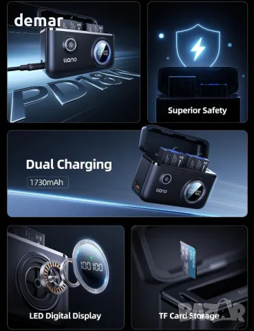 Батерия llano 2 броя 1730mAh за GoPro HERO 12/11/10/9 и 18W бързо двойно зарядно, снимка 6 - Батерии, зарядни - 50188851