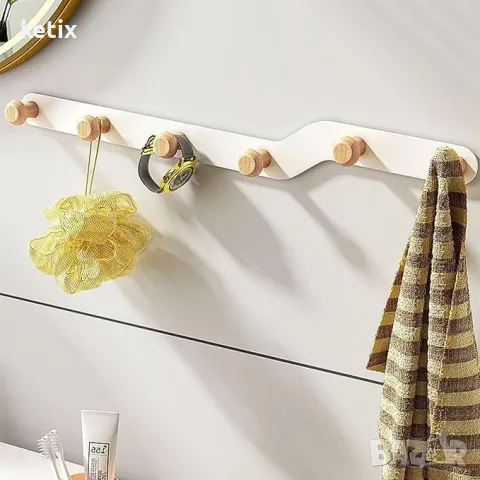 Закачалка с 6 естествени дървени куки,, снимка 3 - Други стоки за дома - 49723864