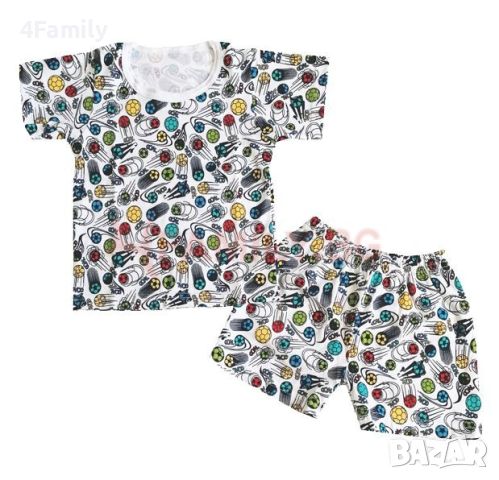 Детска лятна пижама с принт топки, размери 98см - 116см , снимка 1 - Детски пижами - 46292380
