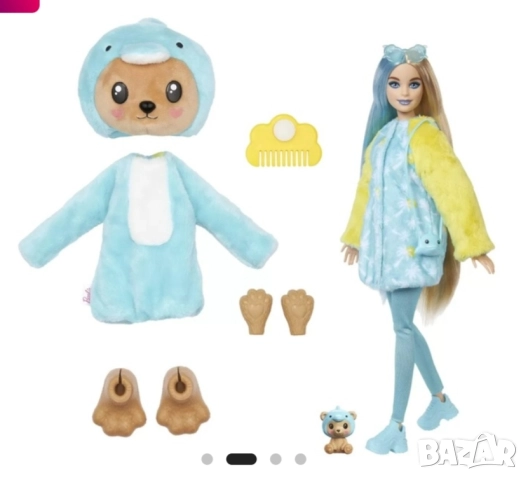 Барби кукла, Barbie Cutie Reveal - Делфин Мече, снимка 3 - Кукли - 52793132