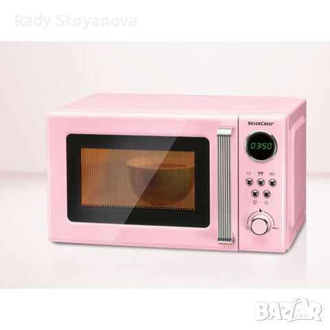 МИКРОВЪЛНОВА SILVERCREST 700W, РОЗОВА, снимка 3 - Микровълнови - 46482532