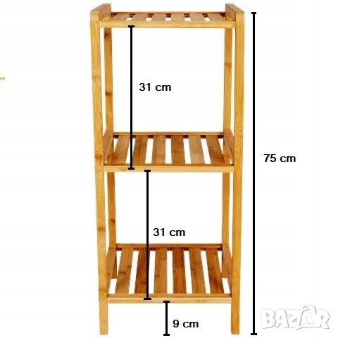 Бамбукова етажерка за баня с 3 рафта, снимка 4 - Етажерки - 46590382