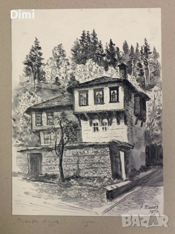 НИКОЛА ВЪЛЧЕВ (1897 - 1984) туш, снимка 2 - Картини - 52827421