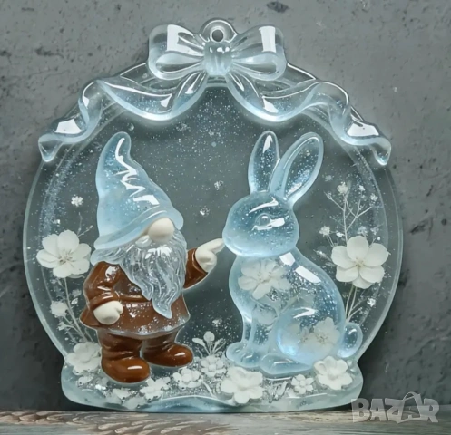 Молд Великден джудже гномче със заек, снимка 3 - Форми - 53337047