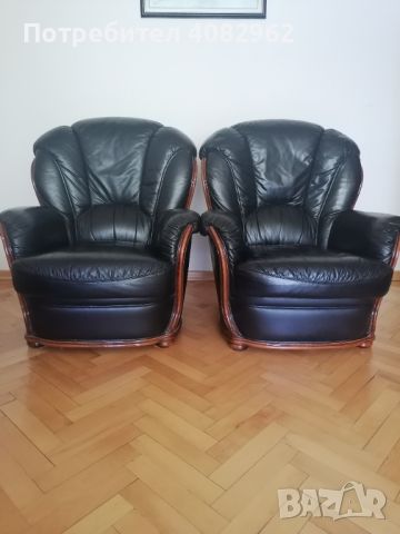  диван и два фотьойла - естествена кожа, снимка 2 - Дивани и мека мебел - 45522077