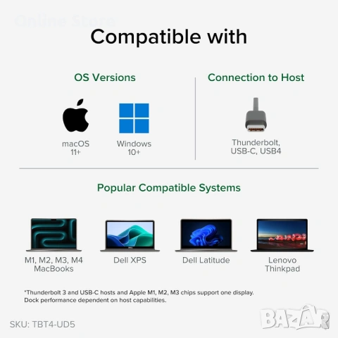 Plugable Thunderbolt 4 докинг станция 13-в-1 – 8K / 2x4K HDMI, 100W зареждане, снимка 3 - Други - 54169939