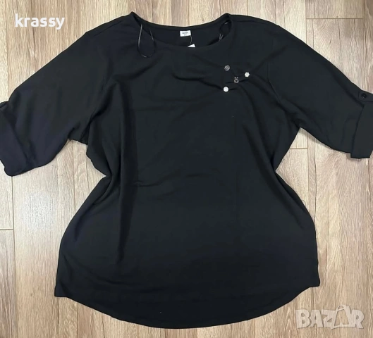 НОВА голяма еластична дамска тениска с декорация (размер 3ХЛ) с етикет