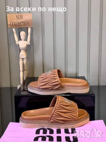 Miu Miu Дамски Кафеви Чехли Миу Миу Код E313, снимка 3 - Чехли - 50416734