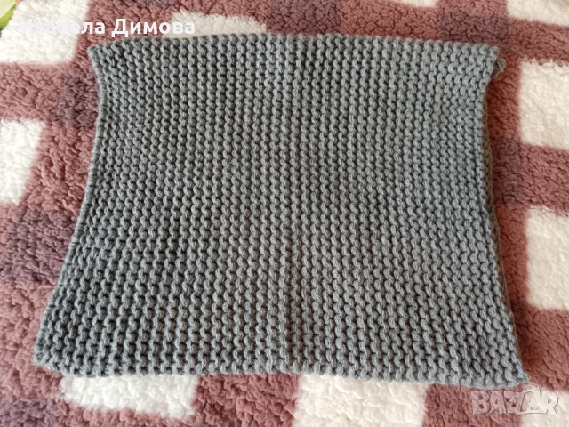 Сив плетен шал, снимка 2 - Шалове - 50853788
