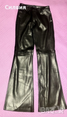 Черен лъскав кожен панталон "MNG", размер S-M