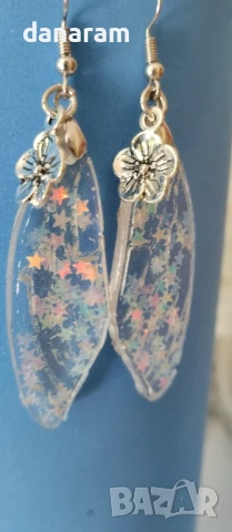 стилни обеци от епоксидна смола с вградени естествени цветя., снимка 7 - Обеци - 50964421