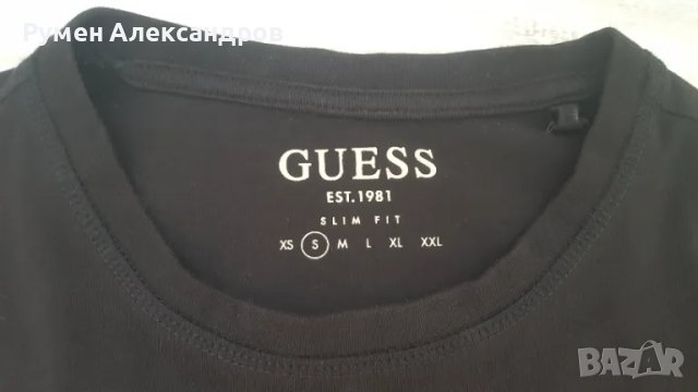 Мъжка черна тениска GUESS SLIM FIT размер S, снимка 4 - Тениски - 49638659