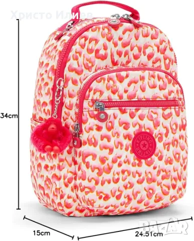 Kipling Seoul S Раница с отделение за таблет с маймунка аксесоар, снимка 5 - Раници - 47214515