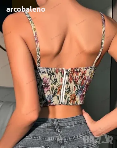 Дамска нова улична ретро камизолка с цветя, 2цвята, снимка 5 - Корсети, бюстиета, топове - 43839870