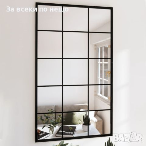 Огледало за стена, черно, 100х60 см, метал, снимка 2 - Огледала - 45888282