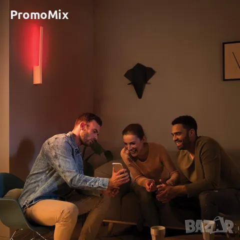 Стенна смарт лампа Philips Hue Liana Wall Light White Led RGB Смарт осветление Аплик Димируема светл, снимка 2 - Лед осветление - 48813644