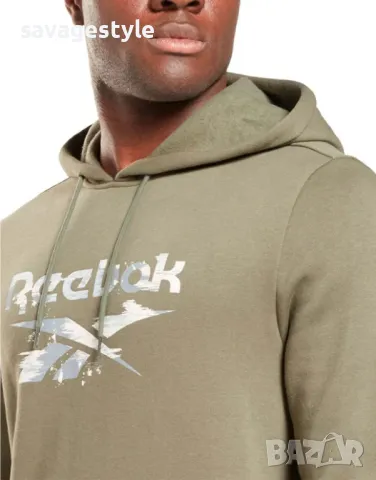 Мъжки суитчър REEBOK Identity Modern Camo Hoodie Green, снимка 3 - Суичъри - 49218861