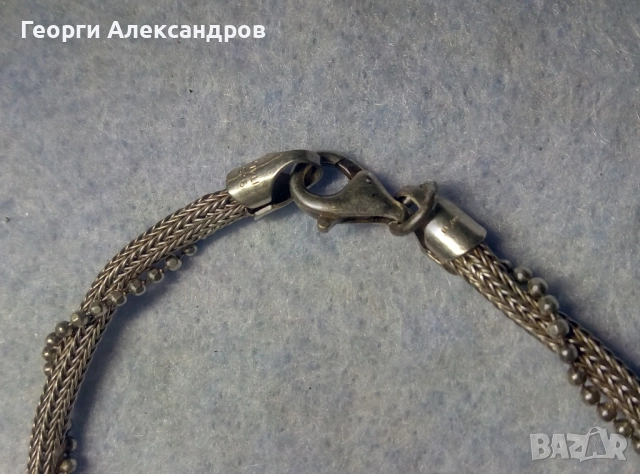 РАЗКОШНА Маркова СРЕБЪРНА ГРИВНА Сребро 925 ITALY с Бяла ПОЗЛАТА, снимка 2 - Гривни - 52870883