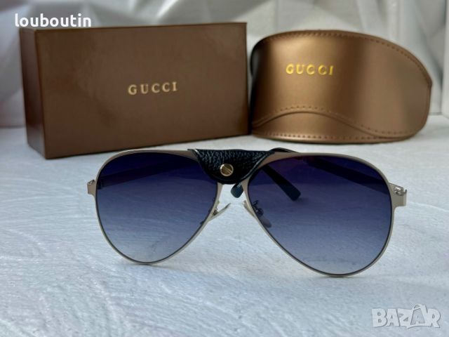 Gucci 2024 мъжки слънчеви очила авиатор с кожа 5 цвята, снимка 8 - Слънчеви и диоптрични очила - 45591492