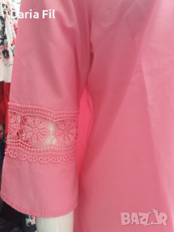 ИЗКЛЮЧИТЕЛНО КРАСИВА розова риза в наситен розов цвят с дантела, снимка 4 - Ризи - 46004856
