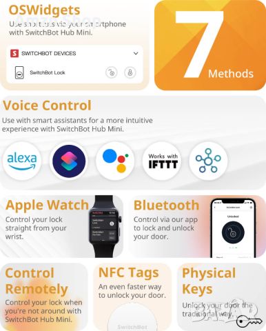SwitchBot WiFi Smart Lock ключалка с докосване заключване на вратата без ключ с пръстов отпечатък, снимка 8 - Друга електроника - 46636571