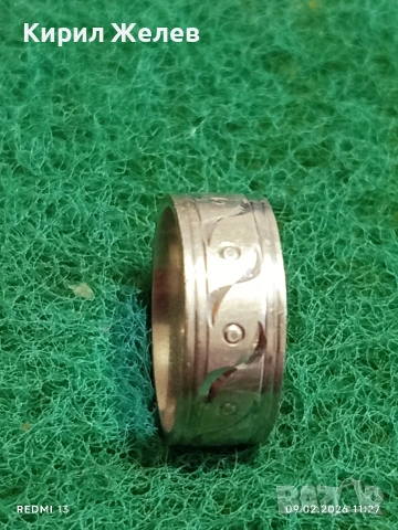 Сребърен пръстен тип халка с декоративна гравюра ювелирна изработка 17589, снимка 2 - Пръстени - 53411480