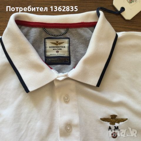 НОВА оригинална бяла поло тениска с яка AERONAUTICA MILITARE размер XL, снимка 5 - Тениски - 46813986