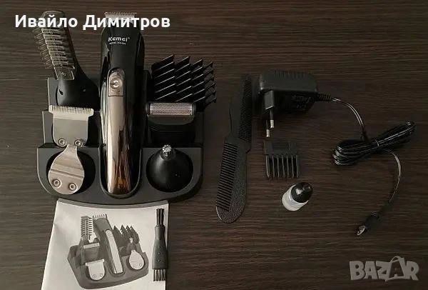 Машинка за подстригване Kemei KM-600, 11в1, 3W, 5 приставки и Стойка, снимка 3 - Машинки за подстригване - 54217838