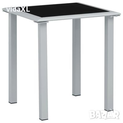 310541 vidaXL Garden Table Black and Silver 41x41x45 cm Steel and Glass(SKU:310541