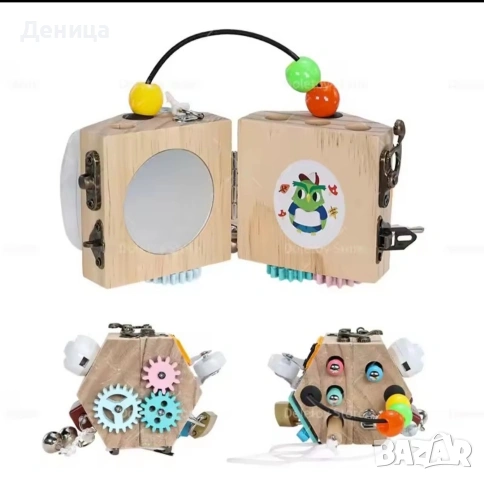 Ново Монтесори дървено кубче с активности , снимка 3 - Образователни игри - 53530158