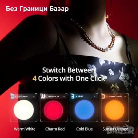 Нов LED Фото Фенер Ambitful 4 Цвята + Гобо Ефекти и Батерия 8400mAh, снимка 3 - Чанти, стативи, аксесоари - 50940745