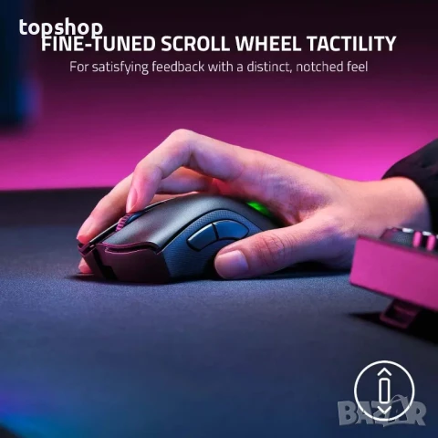 НОВА, ТЕСТВАНА, ПЕРФЕКТНА безжична мишка Gaming Razer DeathAdder V2 Pro, 20K DPI, 2.4GHz..., снимка 8 - Клавиатури и мишки - 50502537