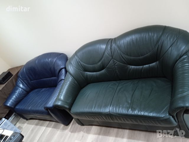 Холандски кожен диван- зелен  , снимка 6 - Дивани и мека мебел - 45715124