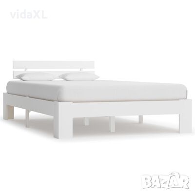 vidaXL Рамка за легло, бяла, бор масив, 120х200 см（SKU:810078