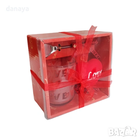 6380 Подаръчен комплект Love – чаша със сърце и лъжичка, снимка 2 - Декорация за дома - 53353851